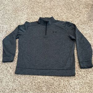 Under Armour Mens Pullover 1/4 Zip Size Large Gray/Black Logo Outdoor Golf